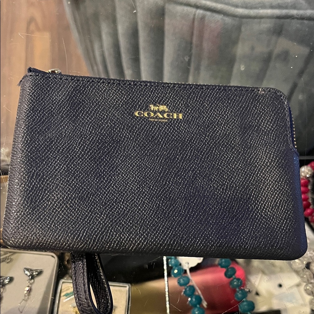 Coach Navy Leather Men's Wristlet